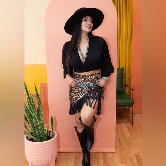 Lucky & Blessed Leopard Skirt with Fringe - Picture 4 of 4